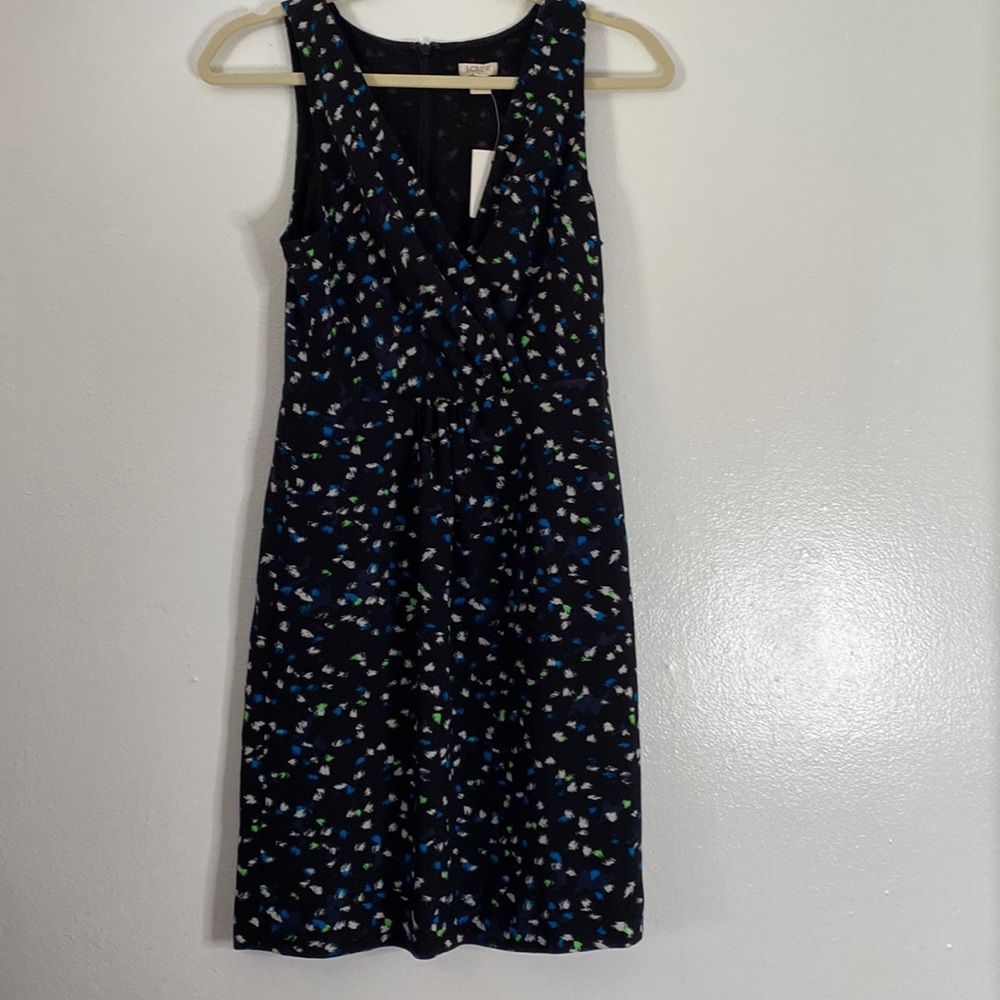JCREW Dress size 00 Black green blue white NWT